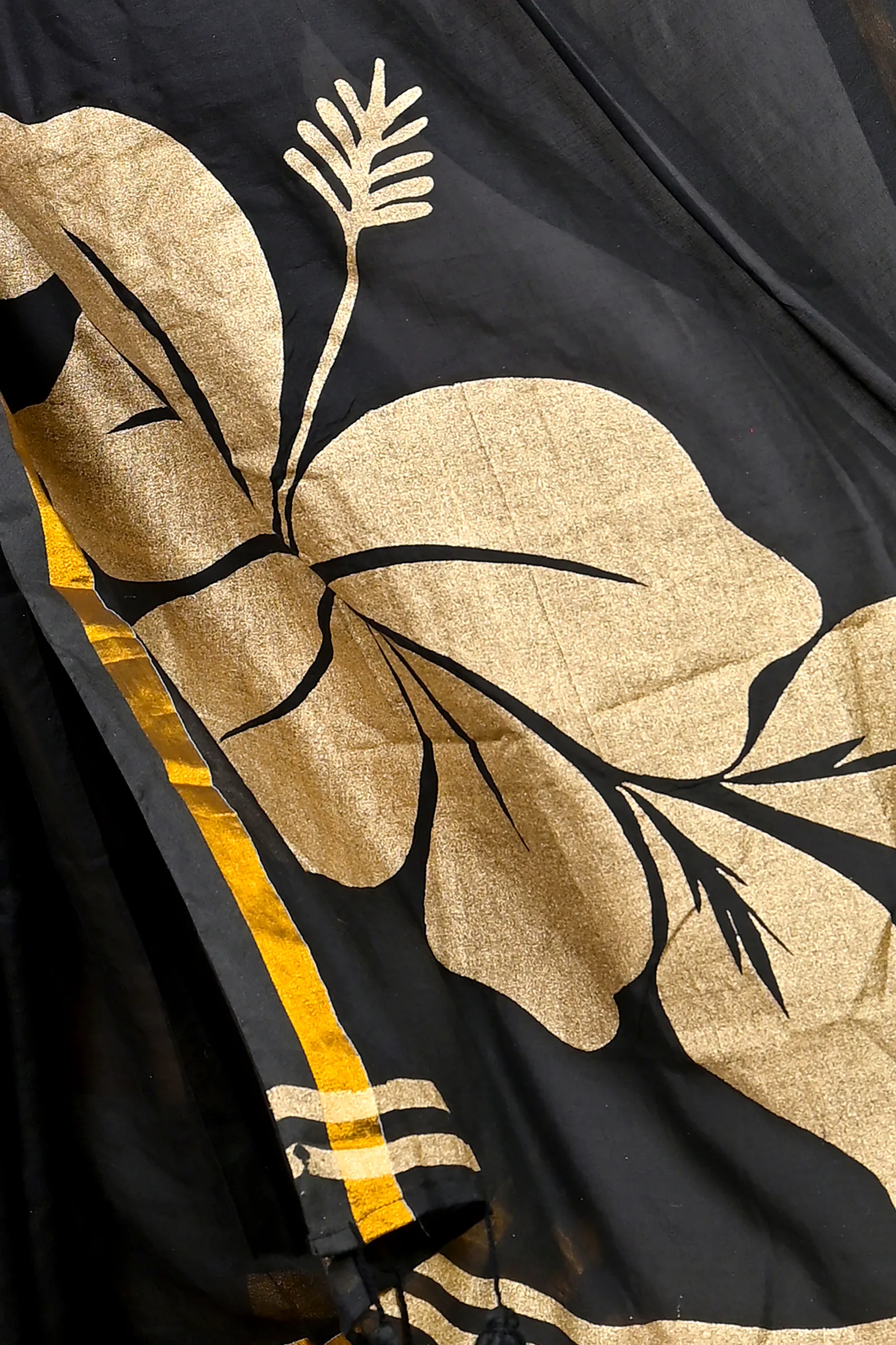 Black Cotton Blended Soura Printed Handloom Saree (603)